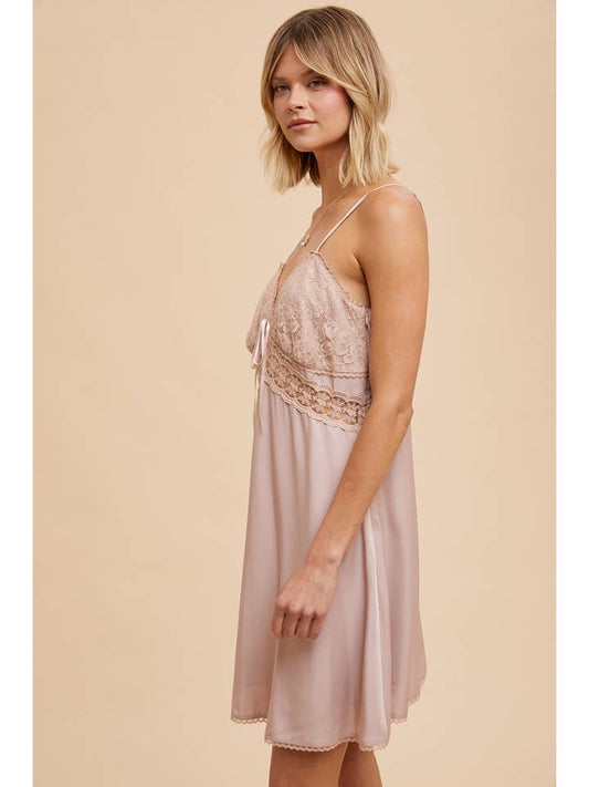 Lace Slip Dress - Dusty Rose