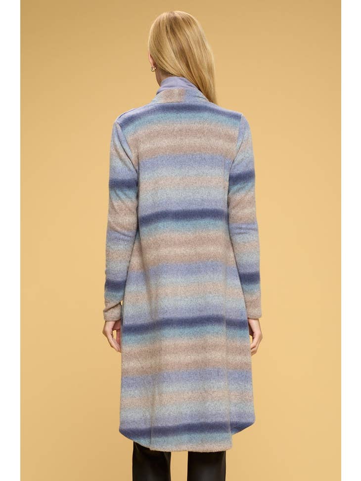Brushed Ombré Open Cardigan - Blue