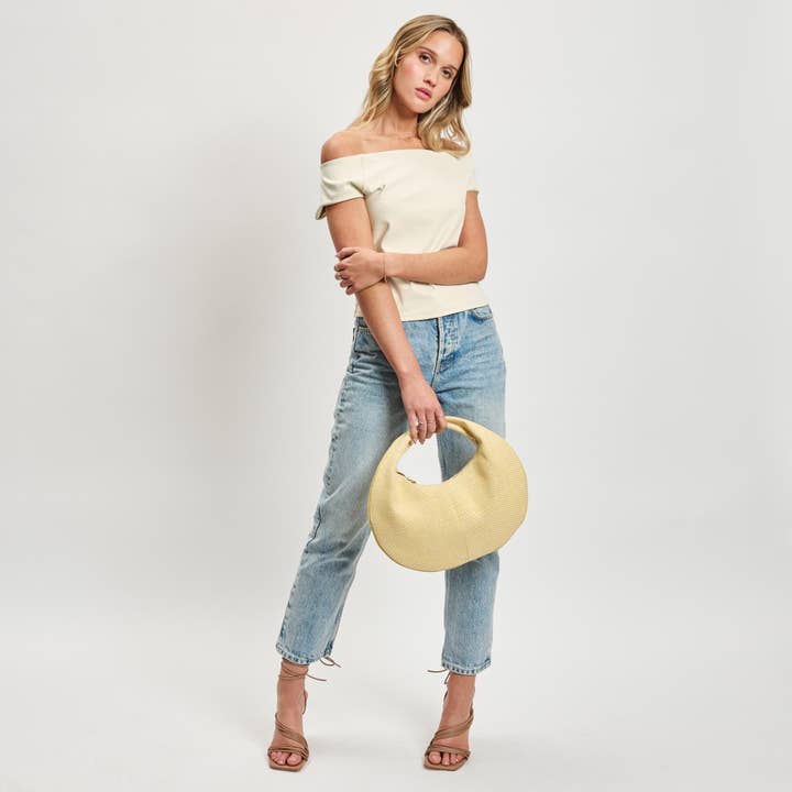 Farrah Straw Hobo - Yellow