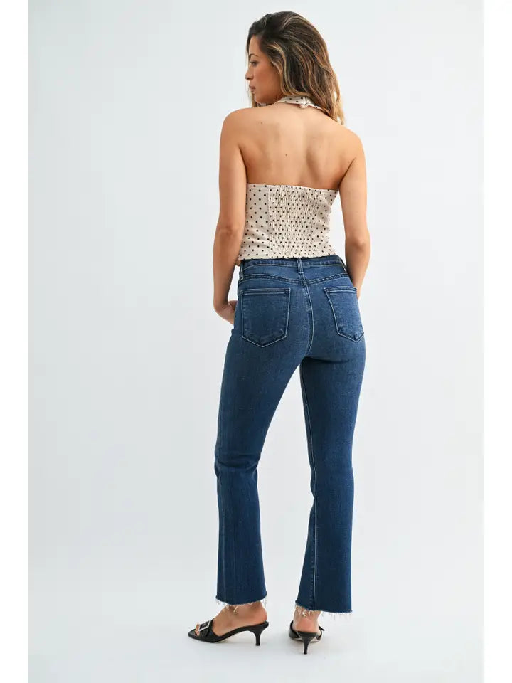 The Cropped Demi Flare - Dark Wash