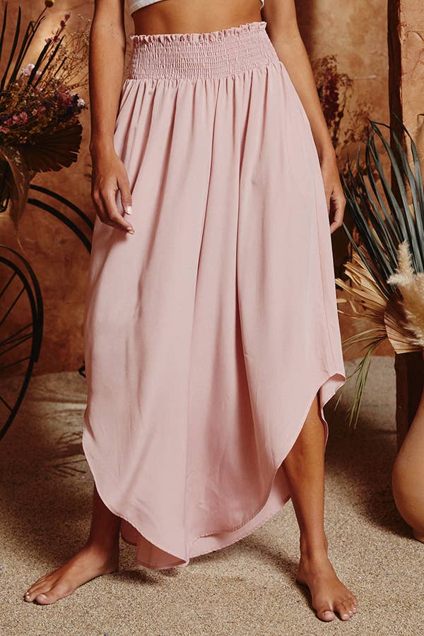 Soft Woven Wide Leg Pants - Blush