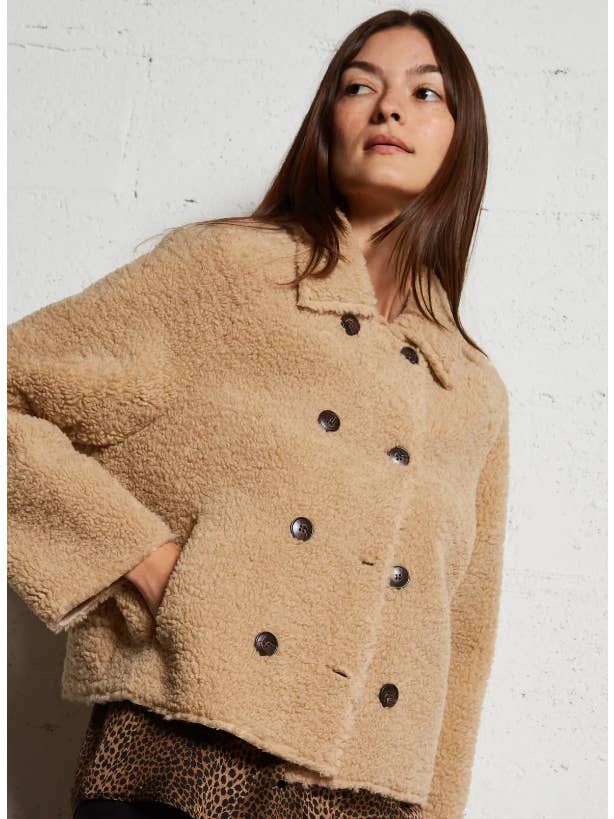 Button Down Collared Jacket - Beige