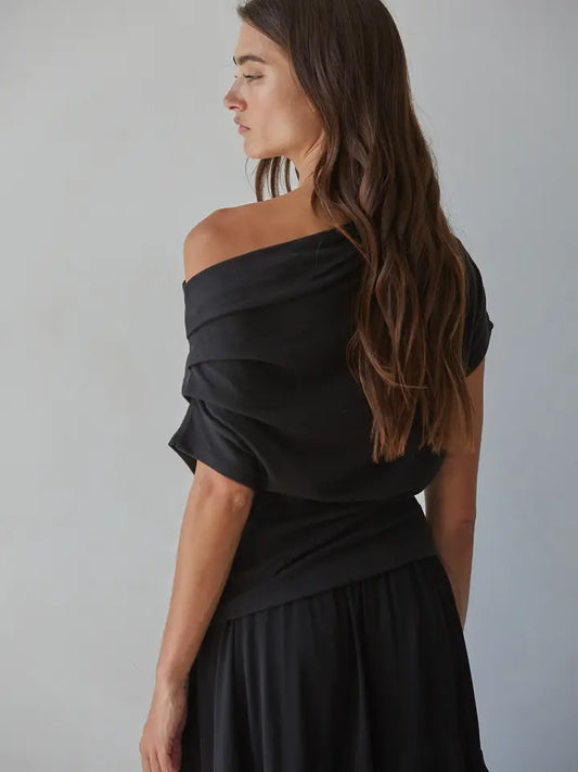 Off Shoulder Drape Top - Black
