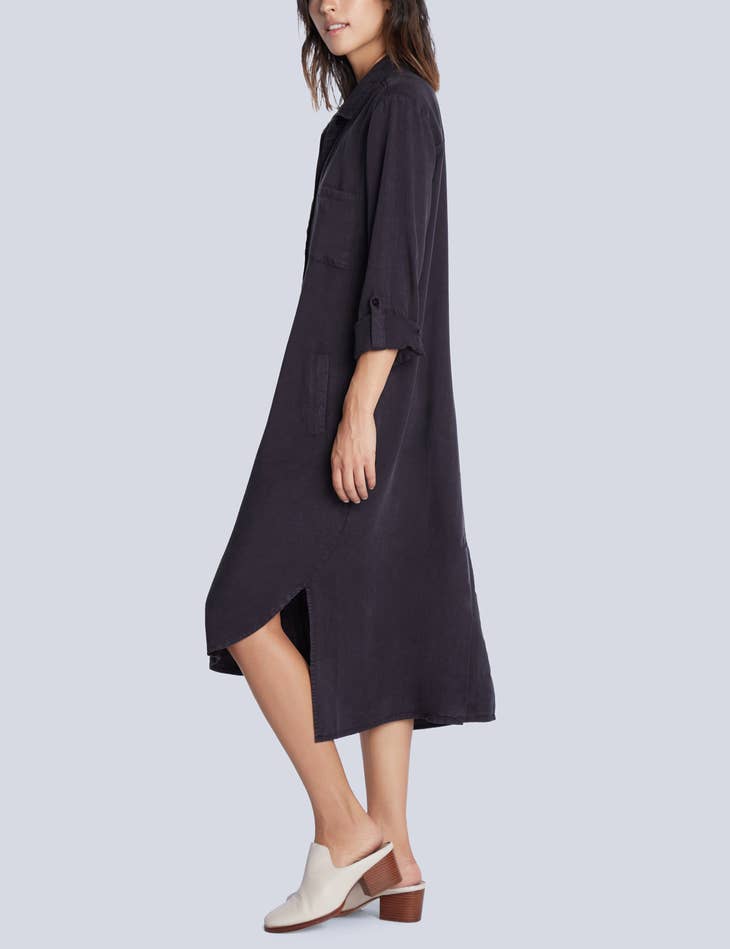 Chill Out Denim Shirtdress - True Black