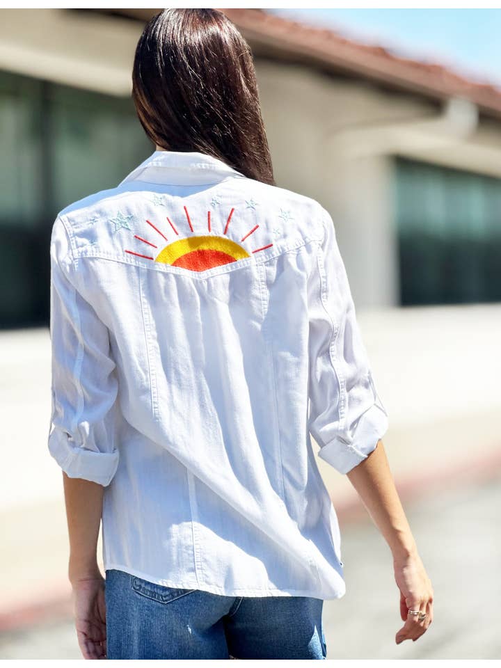 Embroidered Shirt - Hello Sunshine White