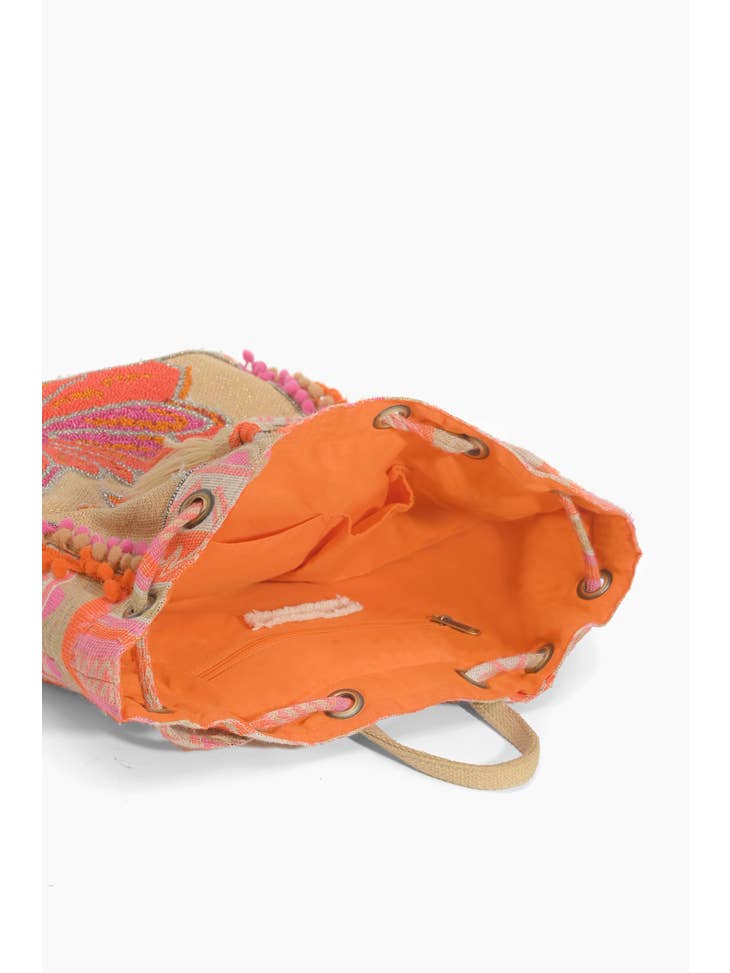 Poppy Floral Beaded Backpack
