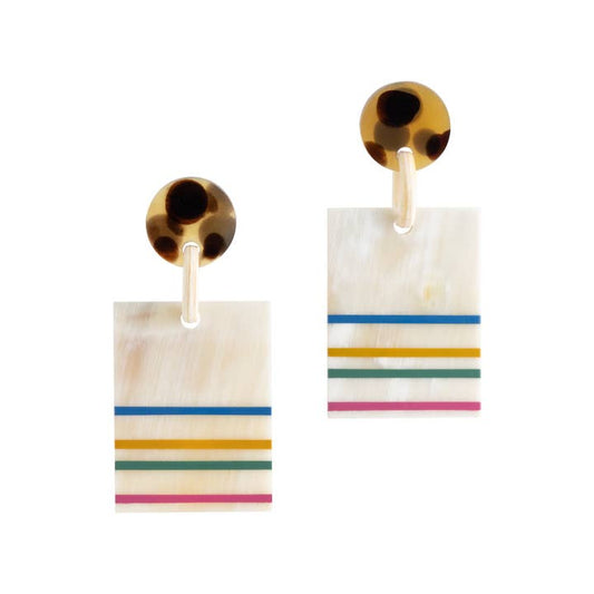 Rainbow Stripe Block Earrings