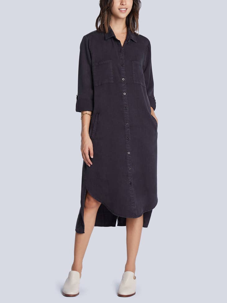 Chill Out Denim Shirtdress - True Black