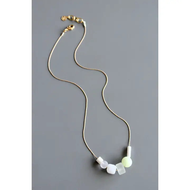Celadon and White Glass Necklace