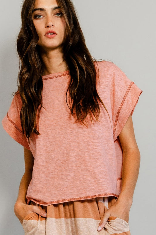 Overlap Open Back Top - Peach