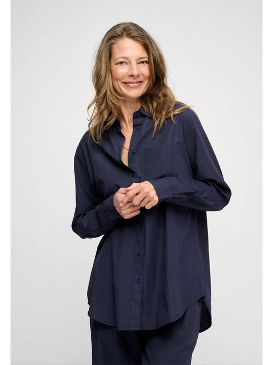 Gaia Poplin Shirt - Dark Navy
