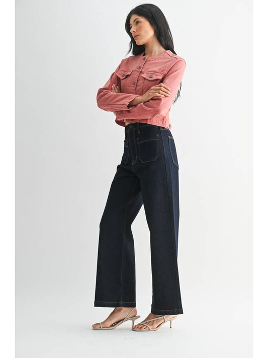 Patch Pocket Wide Leg - Super Dark