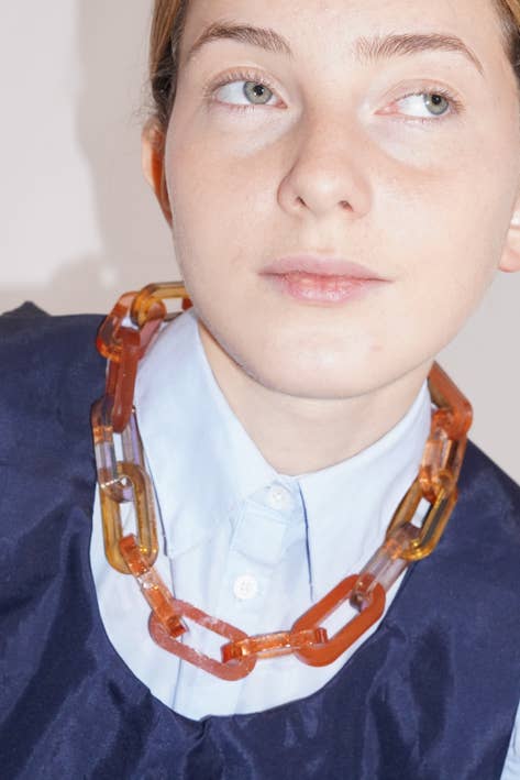 Supernova Chunky Chain Collar Necklace - Translucent Rose