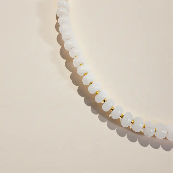 Bold Gemstone Beaded Necklace - White Quartz