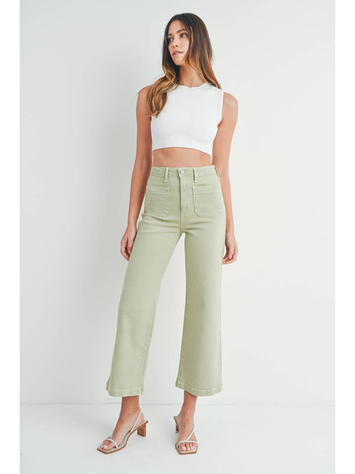 Patch Pocket Wide Leg - Light Sage