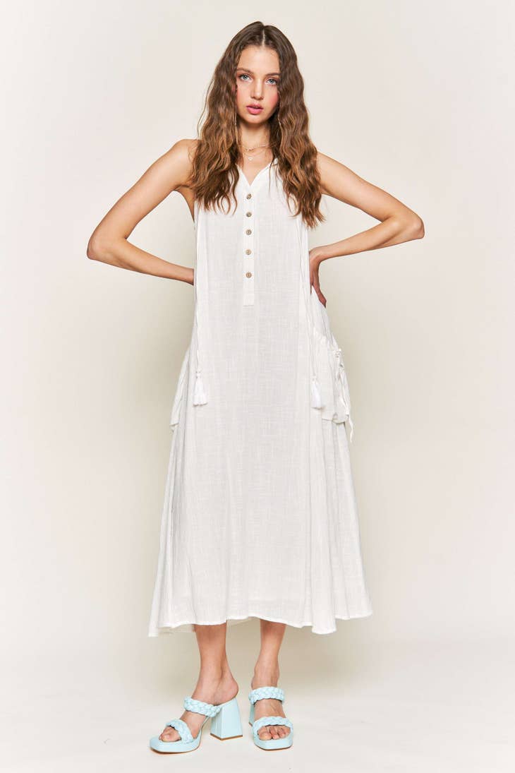 Buttoned Maxi Dress - White