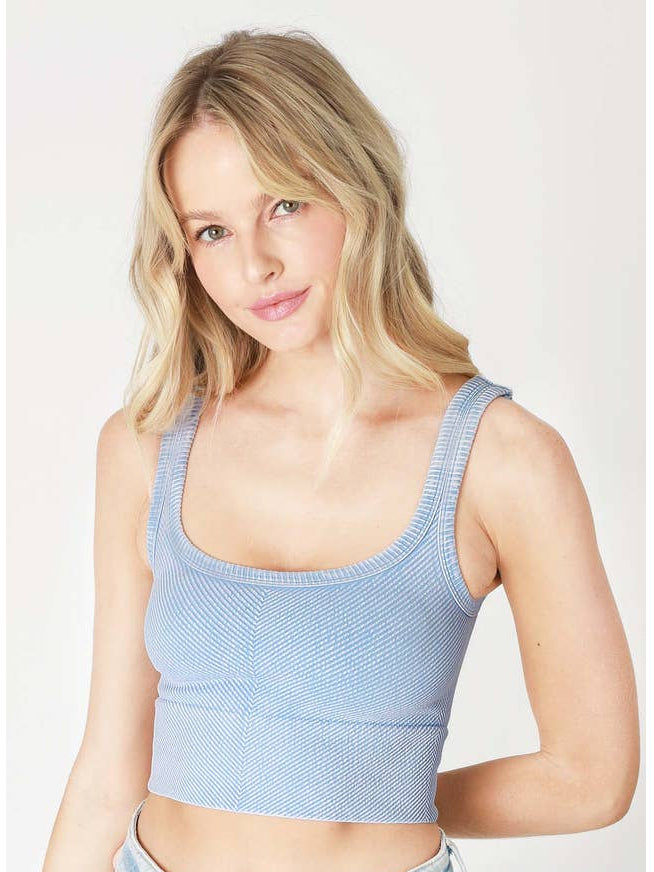 Chevron Crop Top - Vintage Airy Blue