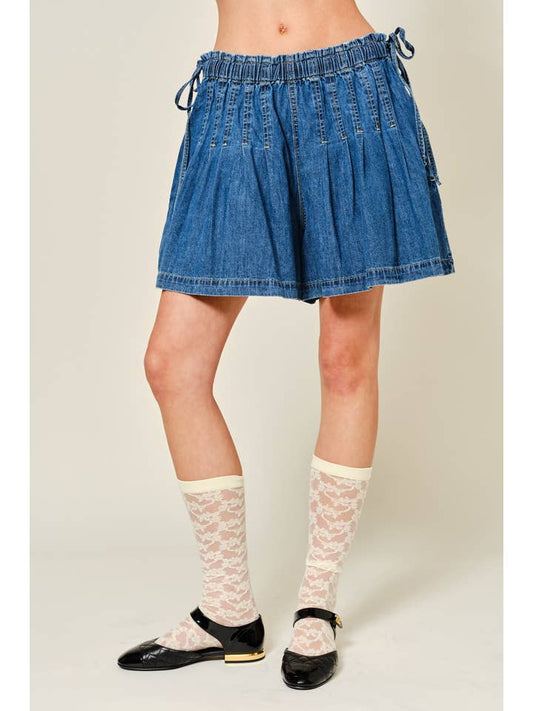 Lovely Flare Shorts - Denim