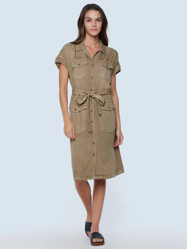 Cruising Shirtdress - Mushroom Denim