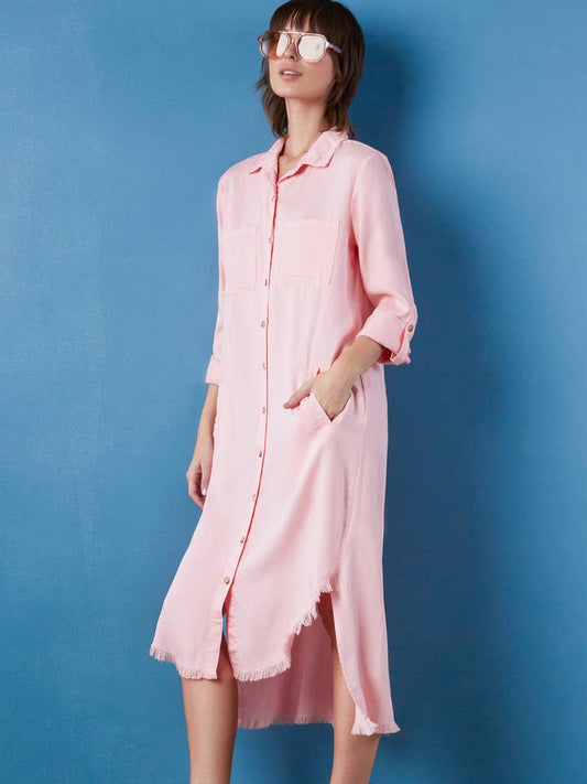 Chill Out Denim Shirtdress - Crystal Rose