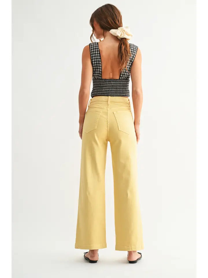 Patch Pocket Wide Leg - Light Yellow