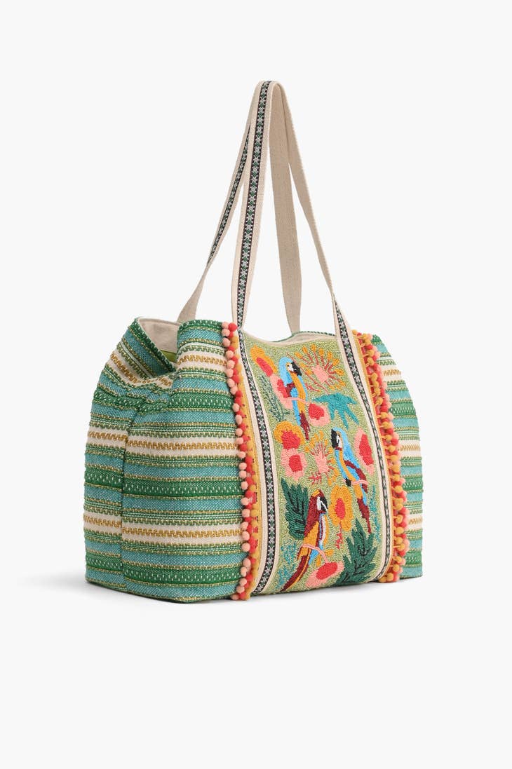 Morning Glory Hand Beaded Tote