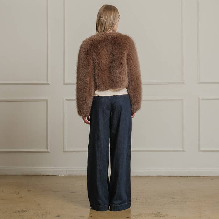 Faux Fur Short Jacket - Mocha