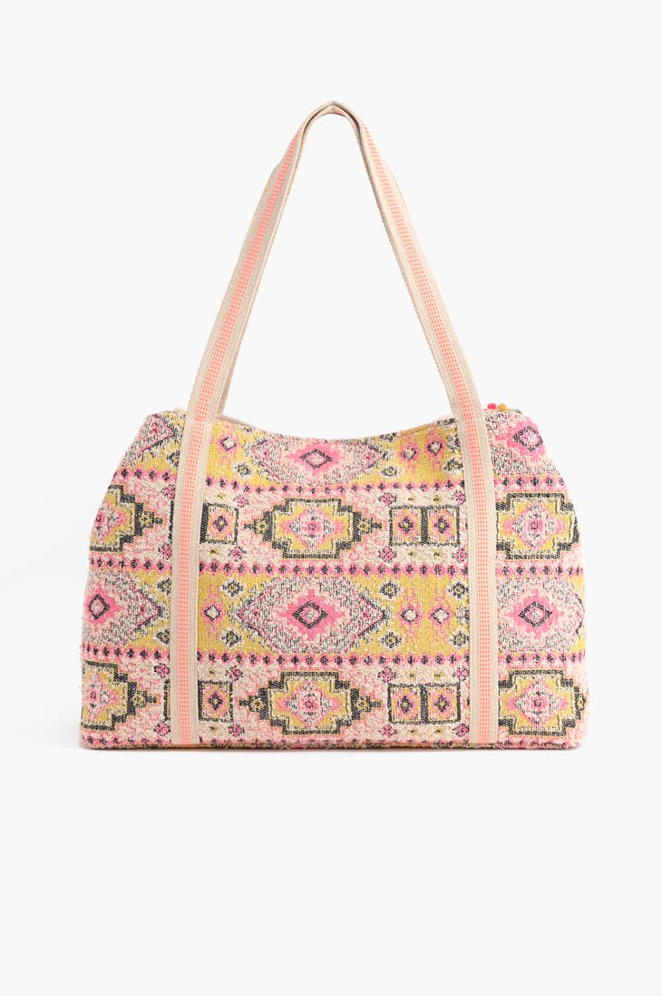 Elegant Pink Aztec Embellished Tote