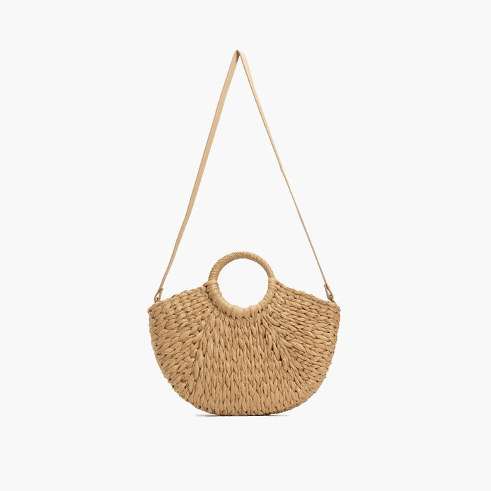 Agnes Half Moon Beach Straw Bucket Tote