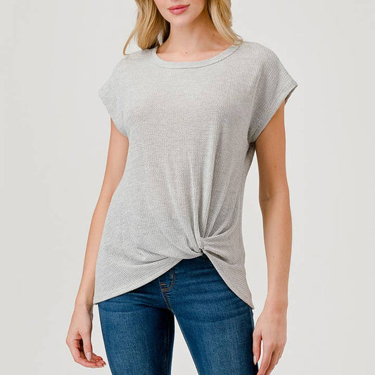 Side Knot Top - Heather Grey
