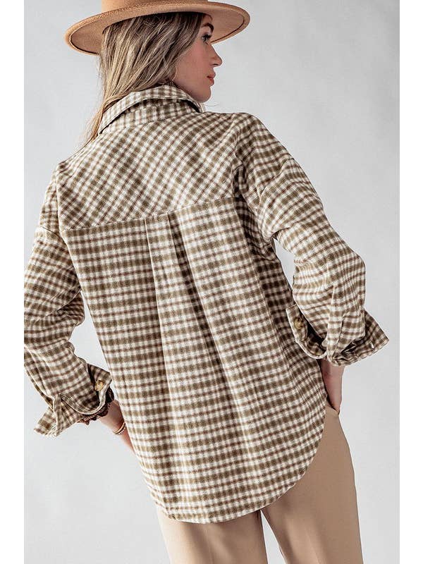 Plaid Shacket - Olive Multi