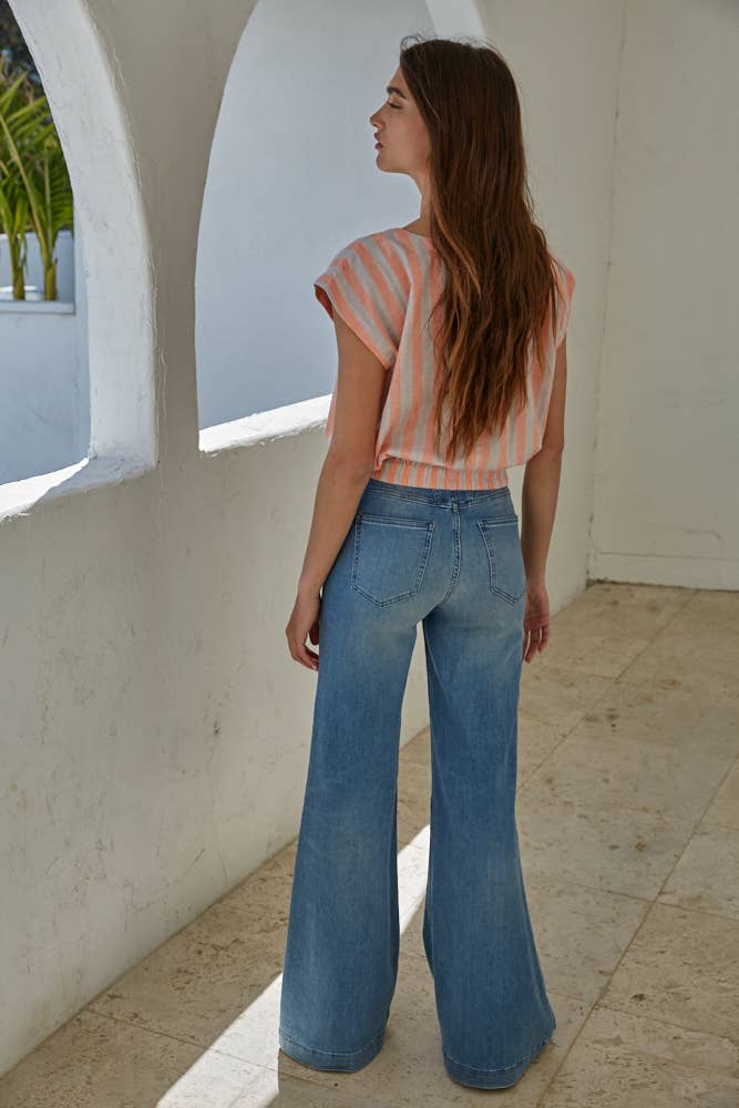 Sun Stripe Top - Taupe Coral