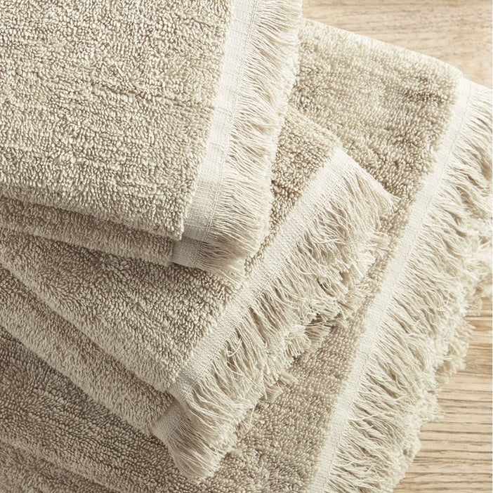 Terry Cotton Fringed 6-Piece Towel Set - Taupe