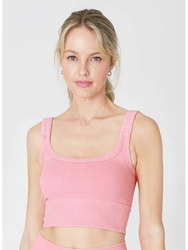 Chevron Crop Top - Vintage Soft Pink