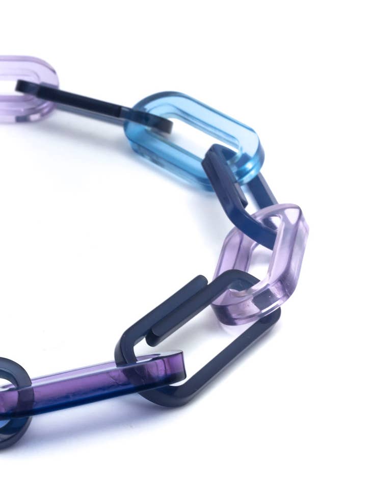 Supernova Chunky Chain Collar Necklace - Translucent Blue