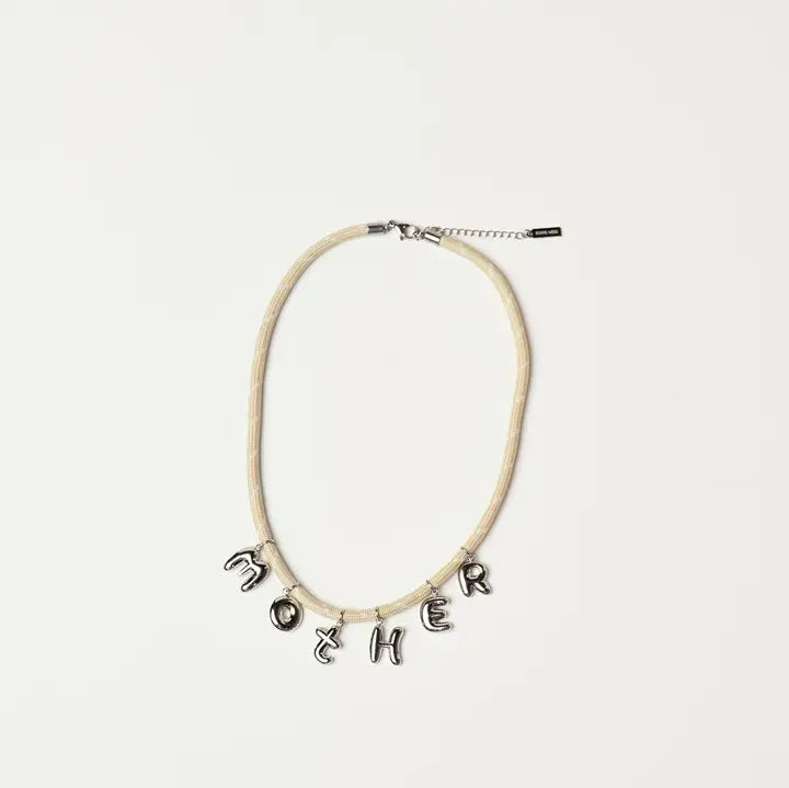 Mother Bubble Cord Necklace - Cream/Silver
