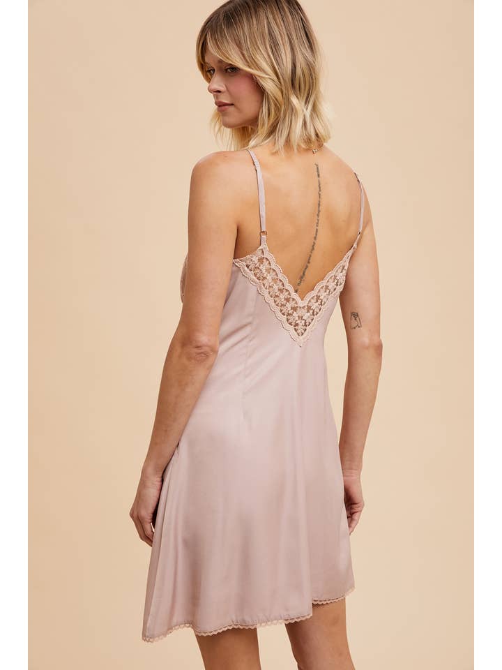 Lace Slip Dress - Dusty Rose