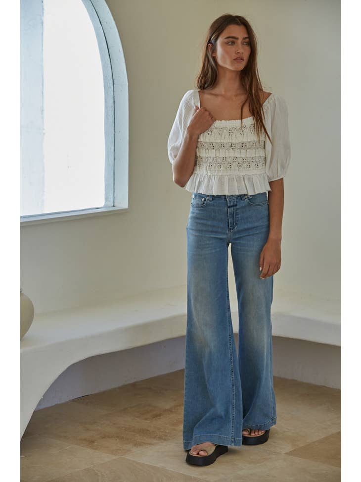 Florence Smocked Top - White