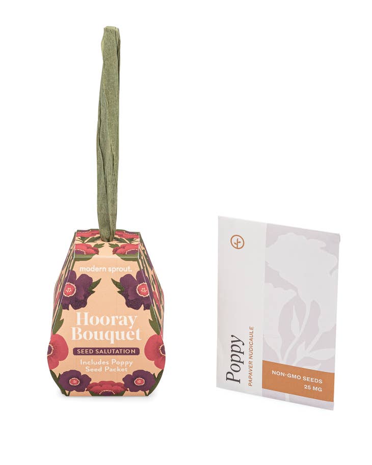 Seed Salutation Gift Tag & Seed Packet - Hooray Bouquet Poppy