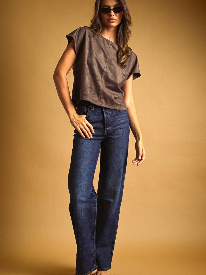 Suede Crop Top - Red Bean