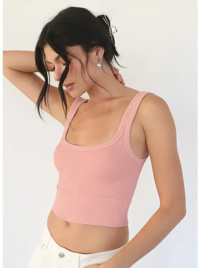 Chevron Crop Top - Vintage Blush