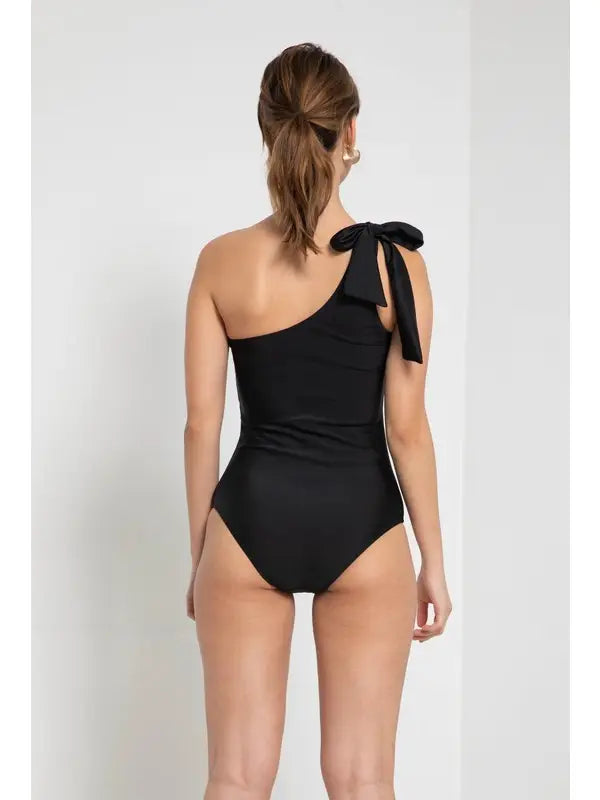 One Shoulder Swimsuit - Black
