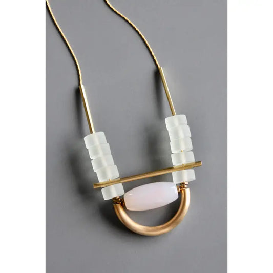 Glass and Agate Geometric Necklace