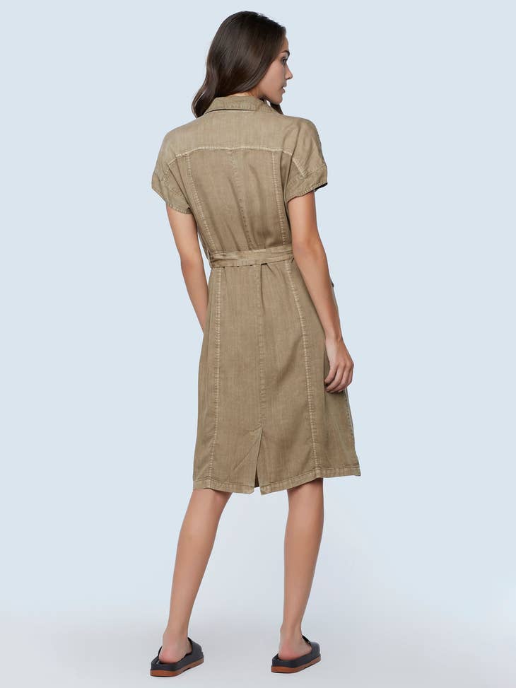 Cruising Shirtdress - Mushroom Denim