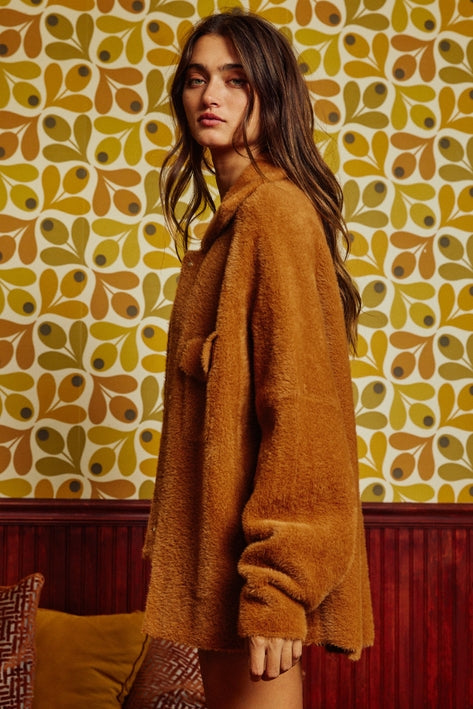 Oversize Fur Jacket - Camel