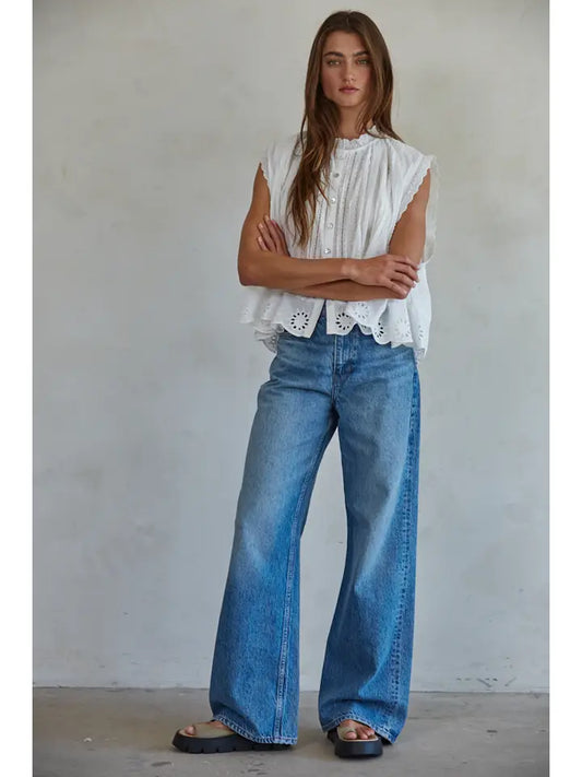 Eyelet Sleeveless Top - Off White