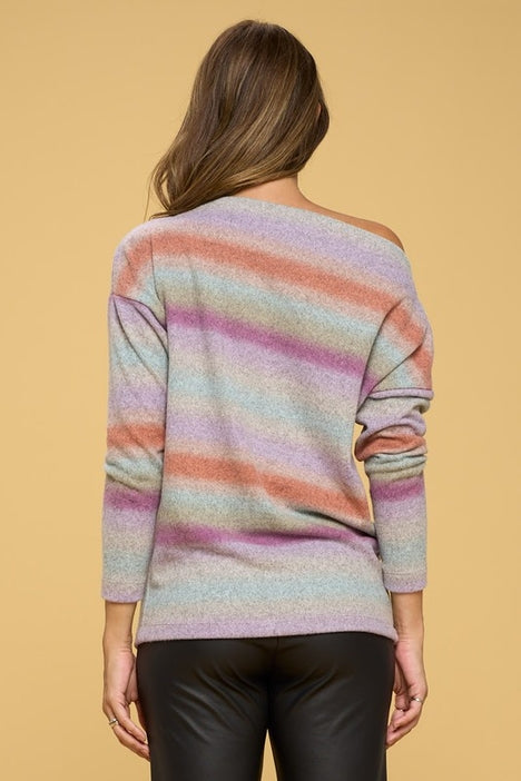 Brushed Ombré Off Shoulder Top - Pink