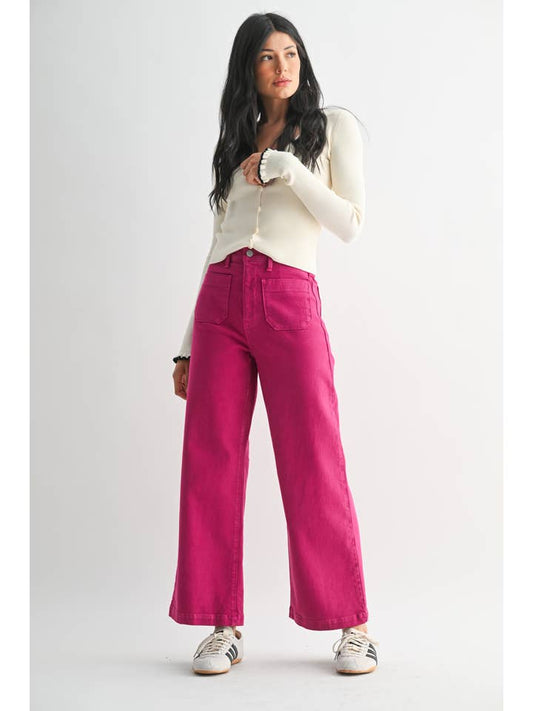 Patch Pocket Wide Leg - Fuschia