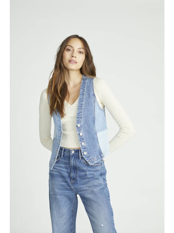 Denim Vest - Colorblock