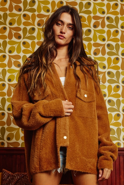 Oversize Fur Jacket - Camel